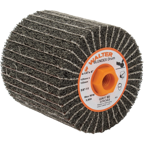 Two-In-One Finishing Drums, 4-1/4" Dia. x 4" W, 5/8"-11 Arbor, 80 Grit Ontario Safety Products