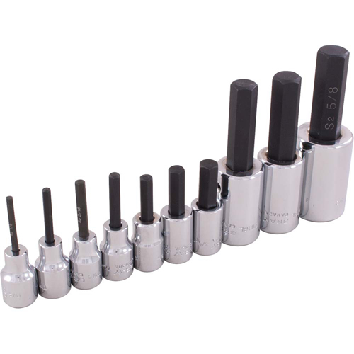 Hex Head Socket Set, Hex, 1/2"/3/8" Drive, 10 Pcs Ontario Safety Products
