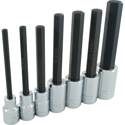 Extra Long Hex Head  Socket Set, Hex, 1/2" Drive, 7 Pcs Ontario Safety Products