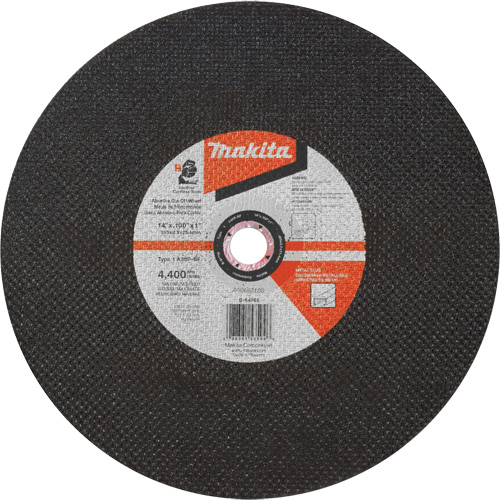 Meule &agrave; tronçonner abrasive, 14" x 3/32", Arbre de 1", Type 1, Oxyde d'aluminium, 4400 Tr/min Ontario Safety Products