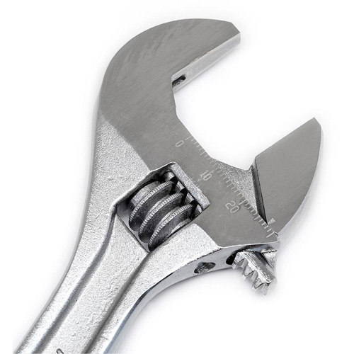 Adjustable Wrench - Bagged, 8" L, 1-1/8"/29 mm Max Width, Chrome Ontario Safety Products