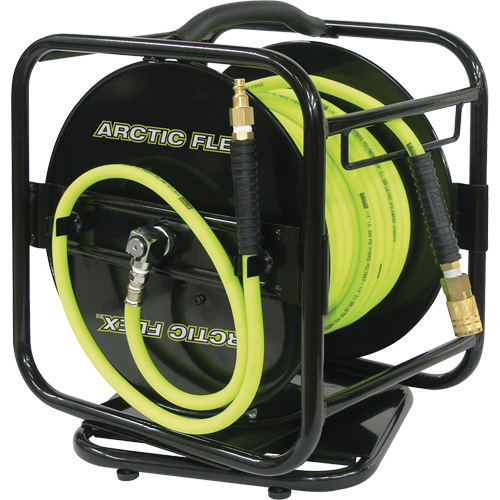 Manual Hose Reel with Hybrid Polymer Air Hose, Air, 1/4" x 100', Single Hose Ontario Safety Products