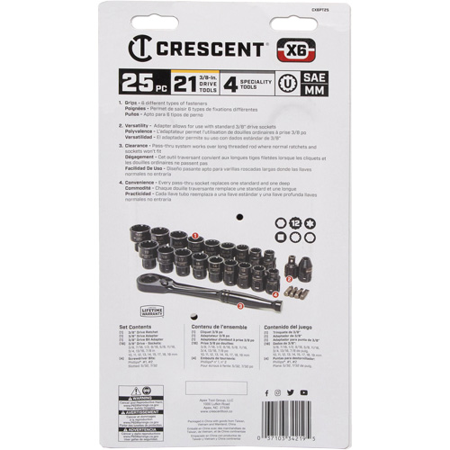 Ensemble d'outils pour m&eacute;canicien, 25 Mcx, Prise de 3/8" Ontario Safety Products