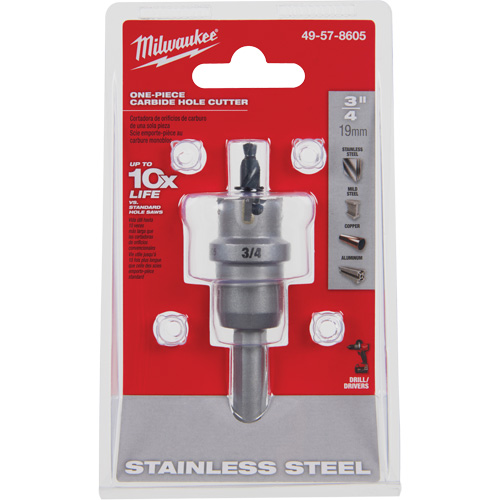 One-Piece Carbide Hole Cutters, 3/4", 3/16" Depth of Cut Ontario Safety Products