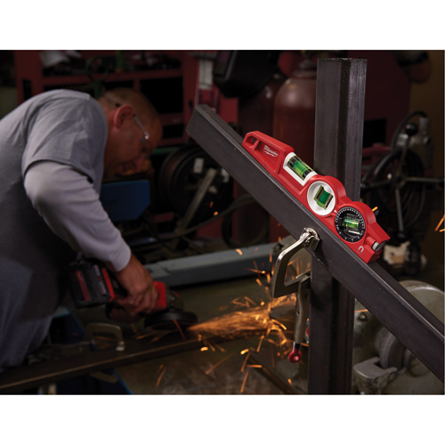 Die Cast Torpedo Level with 360 Degree Locking Vial, 10" L, Aluminum, 3 Vials, Magnetic Ontario Safety Products