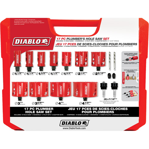 Plumber's Bi-Metal Hole Saw Set, 17 Pieces Ontario Safety Products