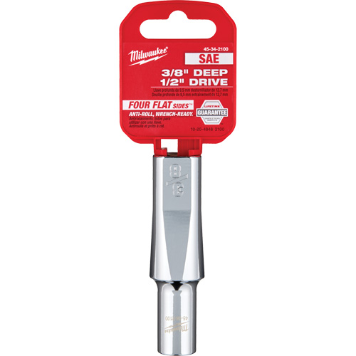 SAE Socket with Four Flat Sides, 3/8", 1/2" Drive, 6 Points, Deep Ontario Safety Products