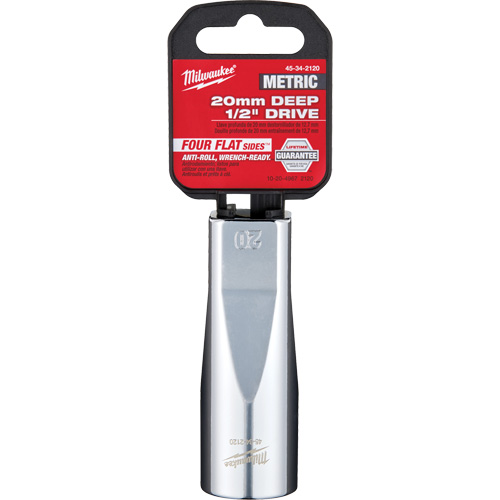 Douille m&eacute;trique avec c&ocirc;t&eacute;s Four Flats, 20 mm, Prise 1/2", 6 pans, Profond Ontario Safety Products