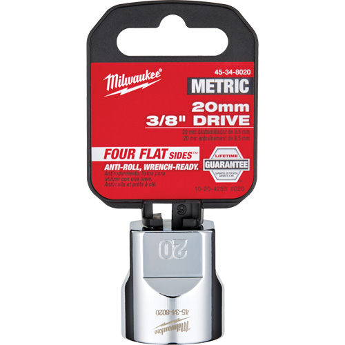 Metric Socket with Four Flat Sides, 20 mm, 3/8" Drive, 6 Points Ontario Safety Products