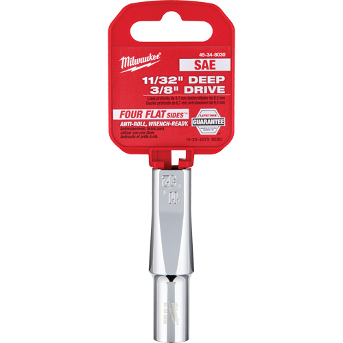 SAE Socket with Four Flat Sides, 11/32", 3/8" Drive, 6 Points, Deep Ontario Safety Products