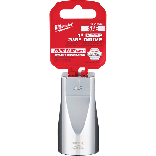 SAE Socket with Four Flat Sides, 1", 3/8" Drive, 6 Points, Deep Ontario Safety Products