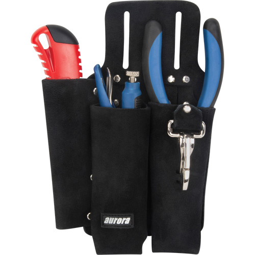 Porte-outils pour monteur de ligne, Porte-outil multiple, Cuir, 3 Poches Ontario Safety Products