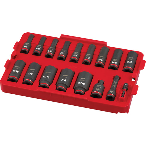Jeu de douilles profondes 3/8" Shockwave Impact Duty Packout, 17 Mcx, Chocs, Prise de 3/8", Profond Ontario Safety Products