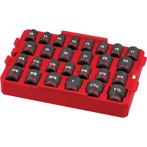 Jeu de douilles profondes 3/8" Shockwave Impact Duty Packout, 27 Mcx, Chocs, Prise de 1/2" Ontario Safety Products