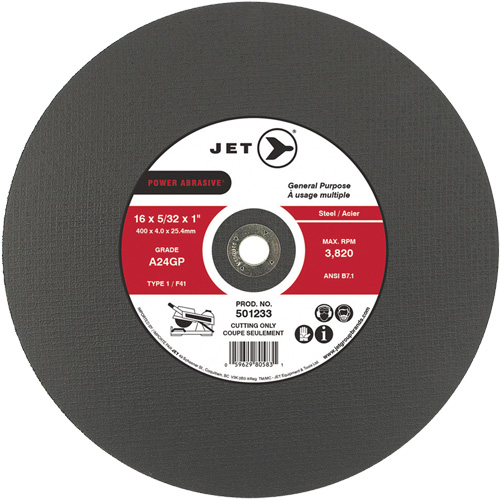Meule &agrave; tronçonner Power Abrasive A24GP, 20" x 5/32", Arbre de 1", Type 1, 3000 Tr/min Ontario Safety Products