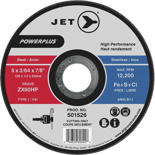 Meule &agrave; tronçonner PowerPlus ZX46HP, 7" x 1/16", Arbre de 7/8", Type 1, 8500 Tr/min Ontario Safety Products