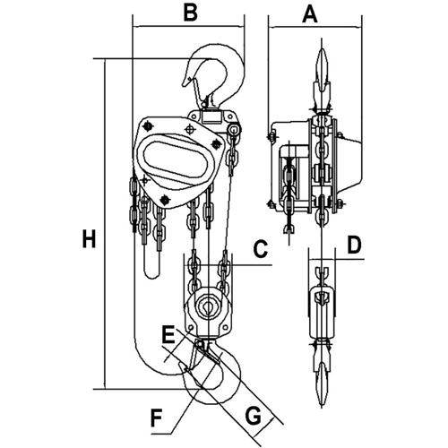 KCH Series Chain Hoists, 20' Lift, 11000 lbs. (5 tons) Capacity, Alloy Steel Chain Ontario Safety Products