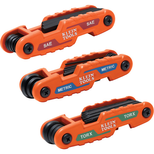 Jeu de cl&eacute;s hexagonales pliant et compact, 25 mcx, M&eacute;trique & imp&eacute;rial/Torx Ontario Safety Products
