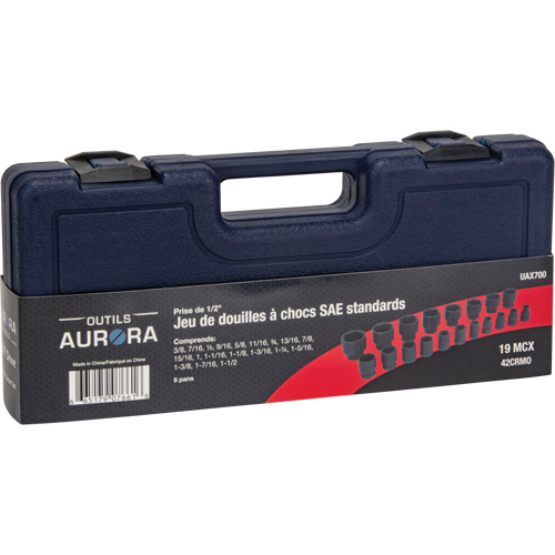 SAE Socket Set, 19 Pcs, Impact, 1/2" Drive Size Ontario Safety Products