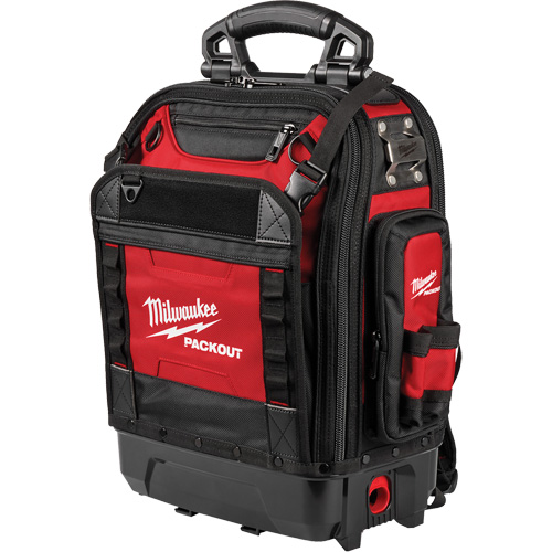 PackOut Structured Backpack, 9-1/2" L x 18" W, Black/Red, Polyester Ontario Safety Products