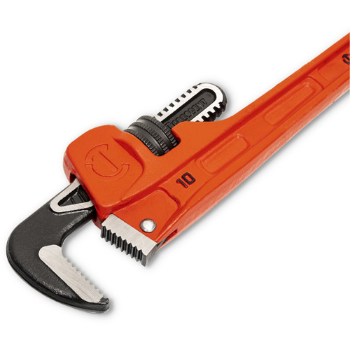 SLIM JAW Pipe Wrench, 1-9/10" Jaw Capacity, 10" Long, Powder Coated Finish, Non-Ergonomic Handle Ontario Safety Products