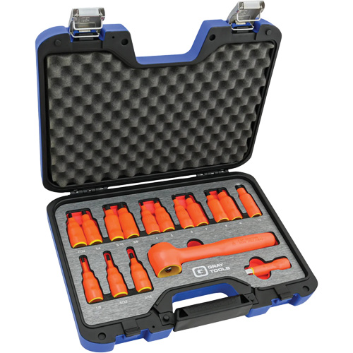 3/8" Drive SAE & Metric Hex Bit Insulated Socket and Attachment Set, 1000 V, 16 Pcs Ontario Safety Products