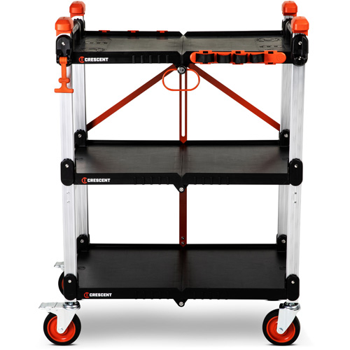 SITERUNNER 3-Shelf Folding Jobsite Cart, 30-3/5" L x 20" W x 42-1/2" H, Black Ontario Safety Products