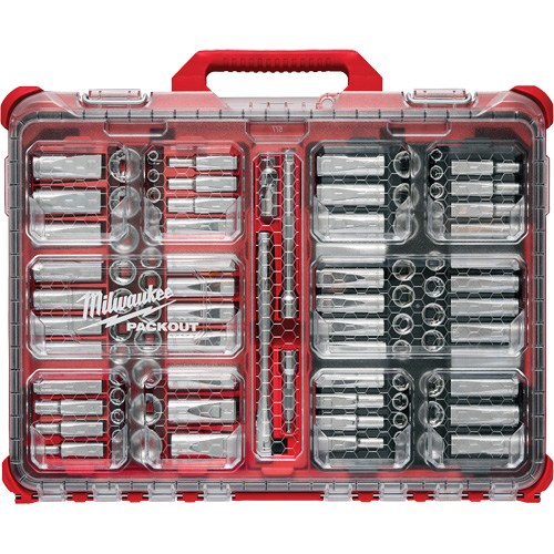 Jeu de cliquets et douilles m&eacute;triques/SAE avec organisateur PACKOUT &agrave; profil bas, 98 Mcx, Prise de 3/8" Ontario Safety Products