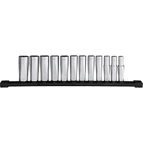 Jeu de douilles &agrave; puits profondes m&eacute;triques &agrave; 12 pans, 12 Mcx, Prise de 3/8", Profond Ontario Safety Products