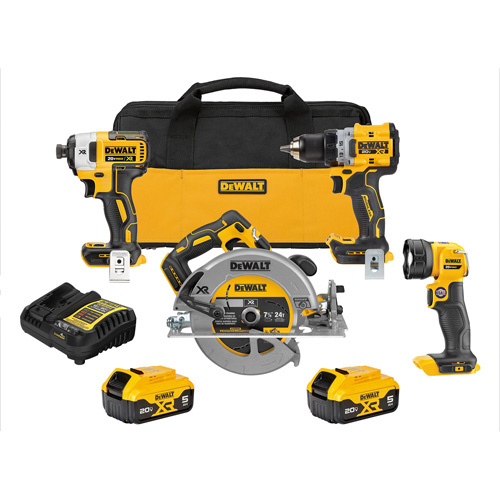 XR&reg; Brushless Cordless 4-Tool Combo Kit, Lithium-Ion, 20 V Ontario Safety Products