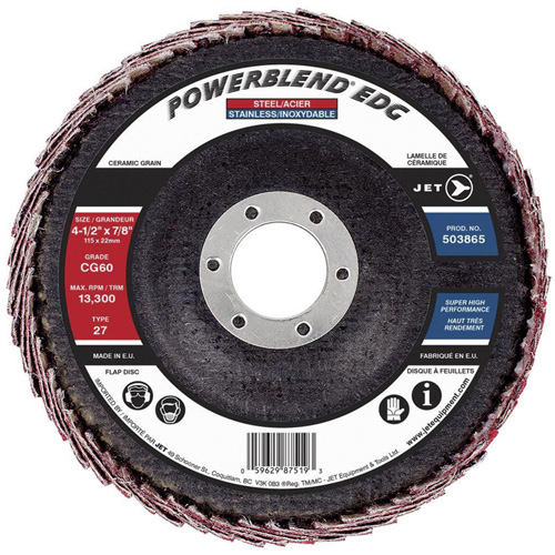 Disque &agrave; lamelles POWERBLEND EDG, 4-1/2" x 7/8", Type 27, Grain CG60, C&eacute;ramique Ontario Safety Products