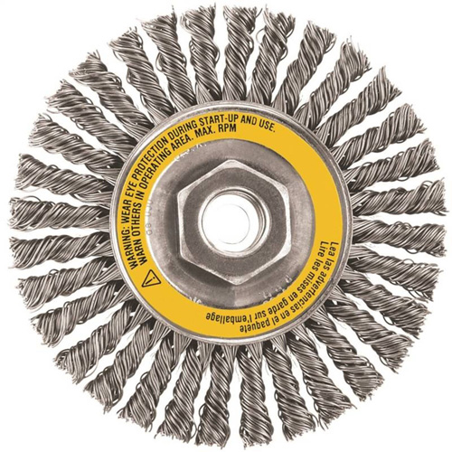 Wheel Brush, 4" Dia., 0.02" Fill, 5/8"-11 Arbor, Stainless Steel Ontario Safety Products