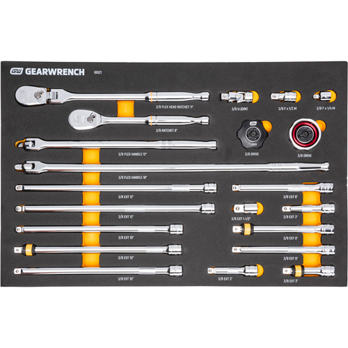 Ensemble d'outils &agrave; cliquet et d'entraînement 3/8" &agrave; 90 dents avec plateau de rangement en mousse Ontario Safety Products
