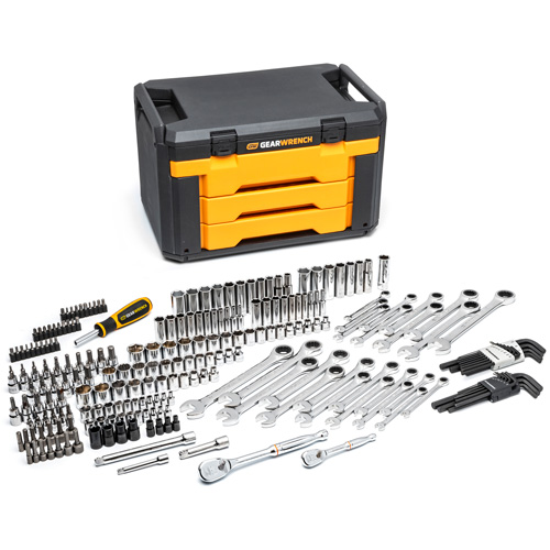 Jeu d'outils pour m&eacute;canicien dans boîte de rangement &agrave; trois tiroirs Ontario Safety Products