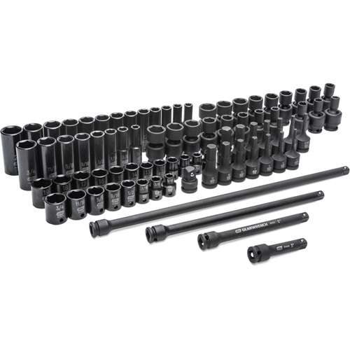 Jeu de douilles maîtresses SAE/m&eacute;triques &agrave; 6 pans, 80 Mcx, Chocs, Prise de 3/8", Profond Ontario Safety Products