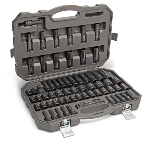 Jeu de douilles maîtresses SAE/m&eacute;triques &agrave; 6 pans, 80 Mcx, Chocs, Prise de 3/8", Profond Ontario Safety Products