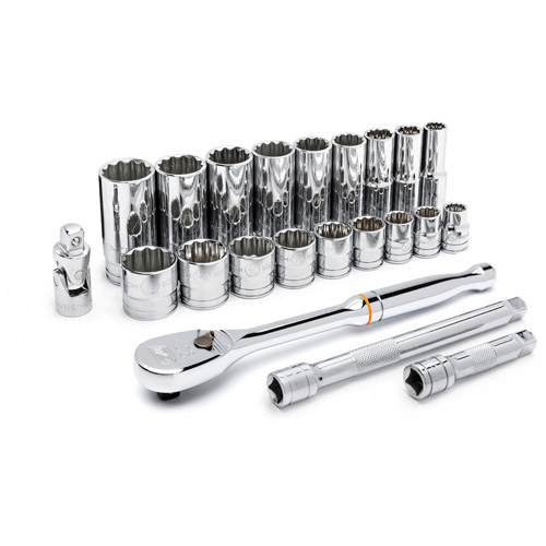 12 Point SAE Mechanics Tool Set, 22 Pcs, 3/8" Drive Size, Deep Ontario Safety Products