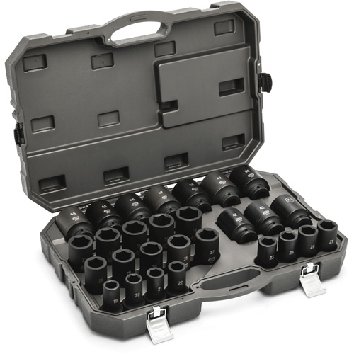 Jeu de douilles m&eacute;triques &agrave; 6 pans, 28 Mcx, Chocs, Prise de 3/4", Profond Ontario Safety Products
