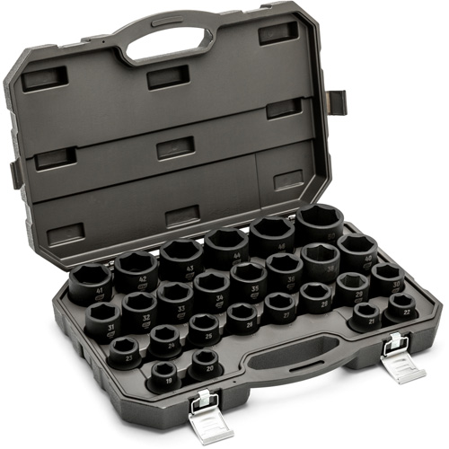 6 Point Metric Socket Set, 26 Pcs, Impact, 3/4" Drive Size Ontario Safety Products