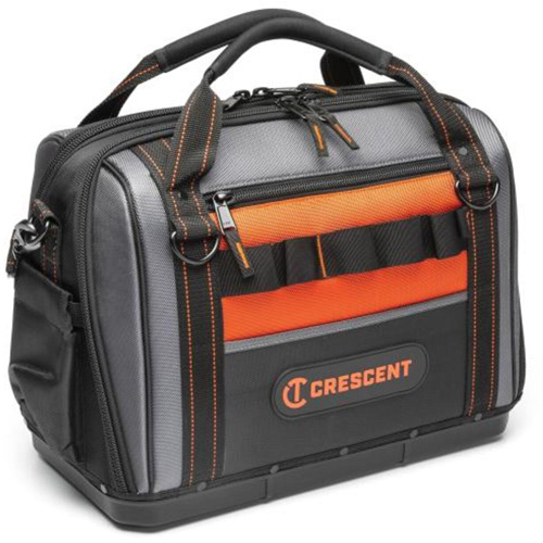 17" Tradesman Closed Top Tool Bag, Polyester, 3 Pockets, Black/Grey/Orange Ontario Safety Products