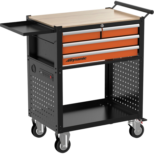 Chariot utilitaire, 4 tiroirs, Noir/Orange Ontario Safety Products