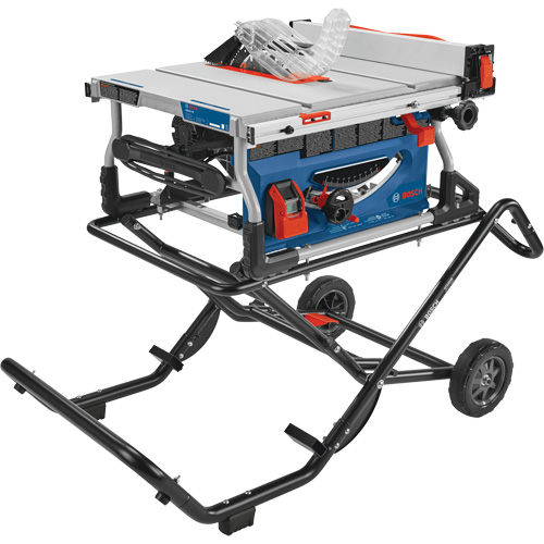 Scie &agrave; table de chantier avec support roulant Gravity-Rise, 120 V, 15 A, 3800 tr/min Ontario Safety Products