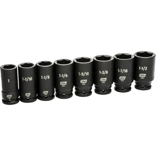 Jeu de douilles SAE &agrave; 6 pans, 8 Mcx, Chocs, Prise de 3/4", Profond Ontario Safety Products