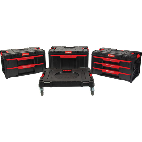Ensemble de coffres &agrave; outils Arx de 4 morceaux avec socle &agrave; roulettes pivotantes, 23-1/10" x 15" x 22-1/2", Noir Ontario Safety Products