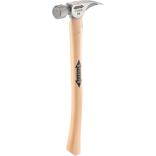 Titanium Milled Face Hammer with Curved Hickory Handle, 14 oz., Wood Handle, 18" L Ontario Safety Products