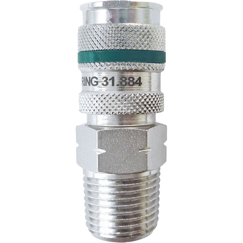 QUIKSILVER Ultraflo 7.8 mm Quick Coupler, Zinc-Plated Steel, 1/2", Male NPT, 362 PSI Ontario Safety Products