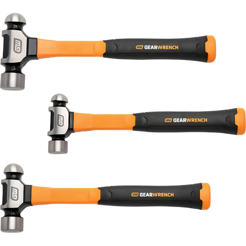 Ball Pein Hammers with Fiberglass Handles Set, 3 Pieces Ontario Safety Products