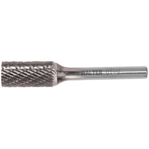 Double Cut Cylindrical Carbide Burr, 1/4" Dia., 1/4" Shank, 5/8" Depth of Cut Ontario Safety Products