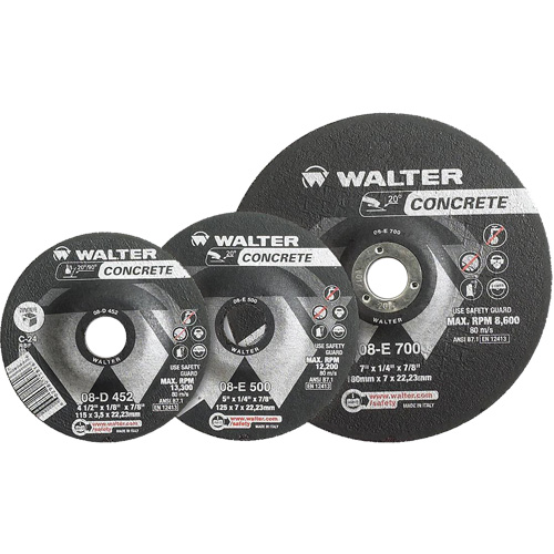 Meules &agrave; moyeu d&eacute;port&eacute; - B&eacute;ton type 27, 4-1/2" x 1/4", Arbre de 7/8", Type 27 Ontario Safety Products