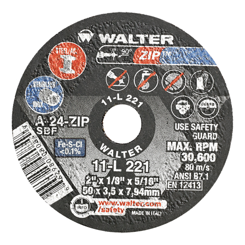 Portable Small Diameter Reinforced Cut-Off Wheels - Zip, 2" x 1/8", 5/16" Arbor, Type 1, Aluminum Oxide, 31000 RPM Ontario Safety Products